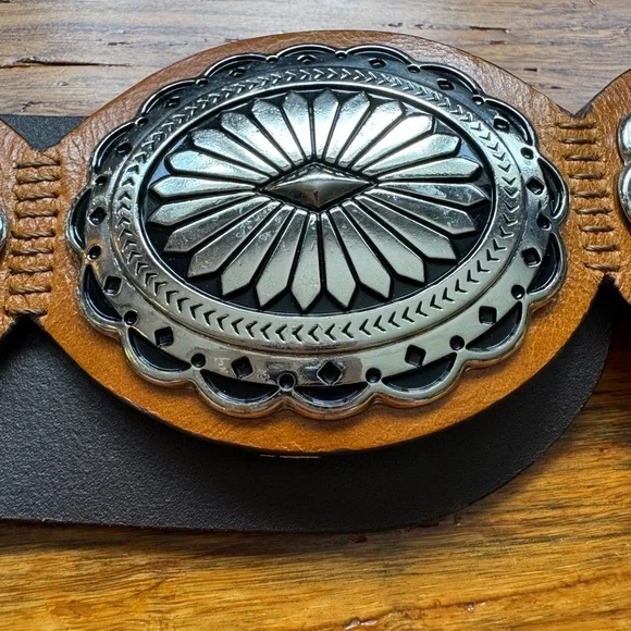 Chico's Brown and Silver Concho Belt - Picture 2 of 9